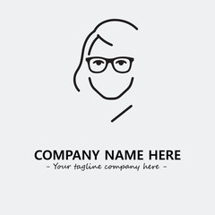 woman with glasses silhouette illustration black and white for logo company vector image