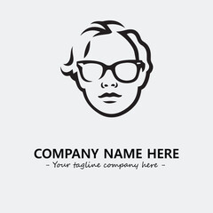 woman with glasses silhouette illustration black and white for logo company vector image