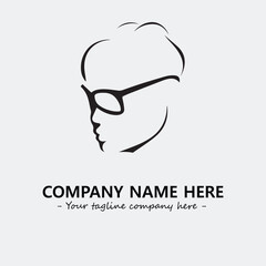 woman with glasses silhouette illustration black and white for logo company vector image