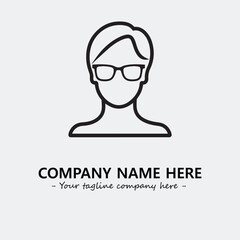 woman with glasses silhouette illustration black and white for logo company vector image