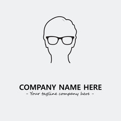 woman with glasses silhouette illustration black and white for logo company vector image