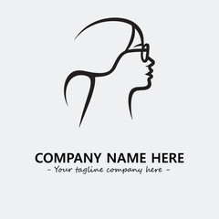 woman with glasses silhouette illustration black and white for logo company vector image