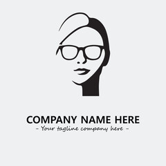 woman with glasses silhouette illustration black and white for logo company vector image
