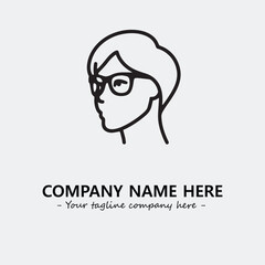 woman with glasses silhouette illustration black and white for logo company vector image