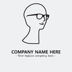 woman with glasses silhouette illustration black and white for logo company vector image