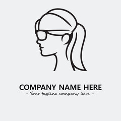 woman with glasses silhouette illustration black and white for logo company vector image