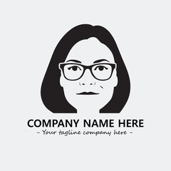 woman with glasses silhouette illustration black and white for logo company vector image