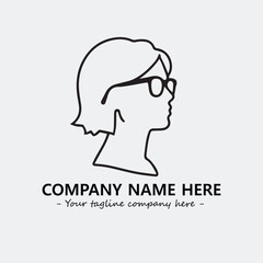 woman with glasses silhouette illustration black and white for logo company vector image