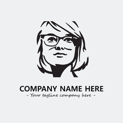 woman with glasses silhouette illustration black and white for logo company vector image