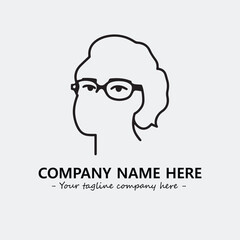 woman with glasses silhouette illustration black and white for logo company vector image