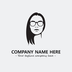 woman with glasses silhouette illustration black and white for logo company vector image