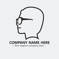 woman with glasses silhouette illustration black and white for logo company vector image