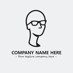 woman with glasses silhouette illustration black and white for logo company vector image