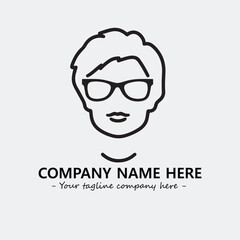 woman with glasses silhouette illustration black and white for logo company vector image