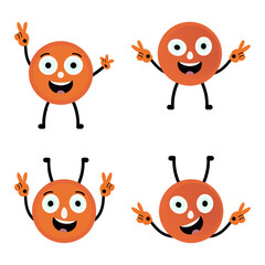 Vector funny cartoon character design template and graphic sticker elements for advertisements