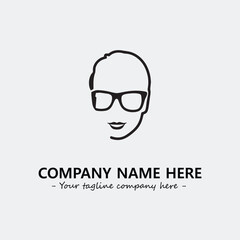 woman with glasses silhouette illustration black and white for logo company vector image