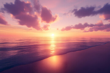 Serene sunset over a tranquil beach.