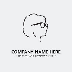 woman with glasses silhouette illustration black and white for logo company vector image