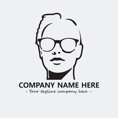 woman with glasses silhouette illustration black and white for logo company vector image