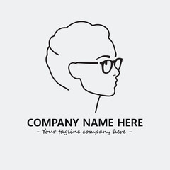woman with glasses silhouette illustration black and white for logo company vector image
