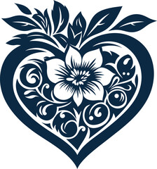 Abstract floral heart design with ornate vector elements forms a seamless pattern of beauty