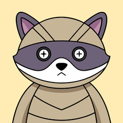 Obraz premium Quirky Cartoon Raccoon with Sad Expression