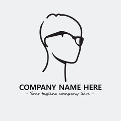 woman with glasses silhouette illustration black and white for logo company vector image