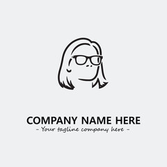 woman with glasses silhouette illustration black and white for logo company vector image