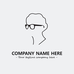 woman with glasses silhouette illustration black and white for logo company vector image