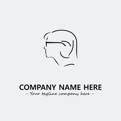 woman with glasses silhouette illustration black and white for logo company vector image