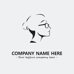 woman with glasses silhouette illustration black and white for logo company vector image