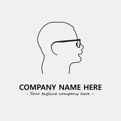 woman with glasses silhouette illustration black and white for logo company vector image
