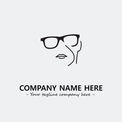 woman with glasses silhouette illustration black and white for logo company vector image
