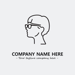 woman with glasses silhouette illustration black and white for logo company vector image