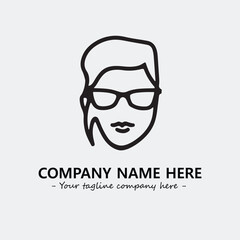 woman with glasses silhouette illustration black and white for logo company vector image