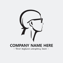 woman with glasses silhouette illustration black and white for logo company vector image