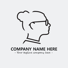 woman with glasses silhouette illustration black and white for logo company vector image