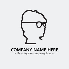 woman with glasses silhouette illustration black and white for logo company vector image