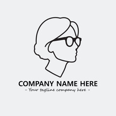 woman with glasses silhouette illustration black and white for logo company vector image