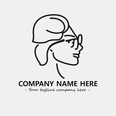 woman with glasses silhouette illustration black and white for logo company vector image
