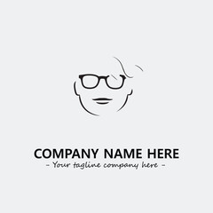 woman with glasses silhouette illustration black and white for logo company vector image