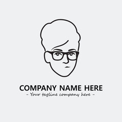 woman with glasses silhouette illustration black and white for logo company vector image