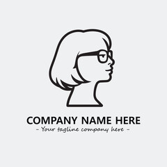 woman with glasses silhouette illustration black and white for logo company vector image