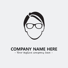 woman with glasses silhouette illustration black and white for logo company vector image