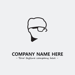 woman with glasses silhouette illustration black and white for logo company vector image