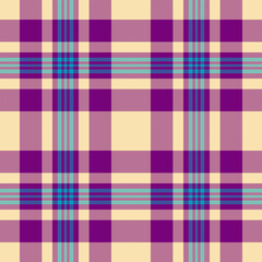 Hippie textile fabric vector, festive background tartan seamless. Mixed pattern texture plaid check in pink and purple colors.