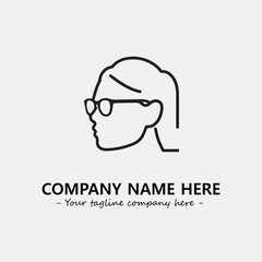 woman with glasses silhouette illustration black and white for logo company vector image