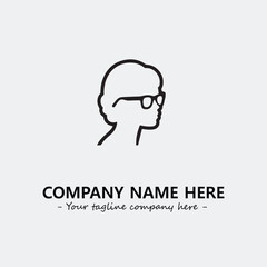 woman with glasses silhouette illustration black and white for logo company vector image
