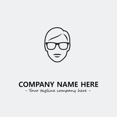 woman with glasses silhouette illustration black and white for logo company vector image