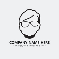 woman with glasses silhouette illustration black and white for logo company vector image